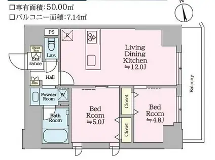 ティモーネグランデ田端ノルド(2LDK/8階)の間取り写真