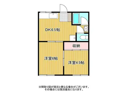 峰ハイツ(2DK/1階)の間取り写真