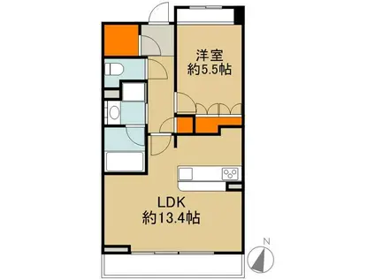 D.LARGO鶴見(1LDK/5階)の間取り写真