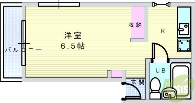 家暮楽とねやま坂(ワンルーム/1階)の間取り写真