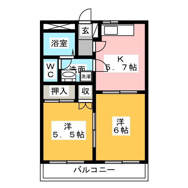 パークサイドエムエス(2K/2階)の間取り写真