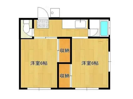 カーサ中山(2K/2階)の間取り写真