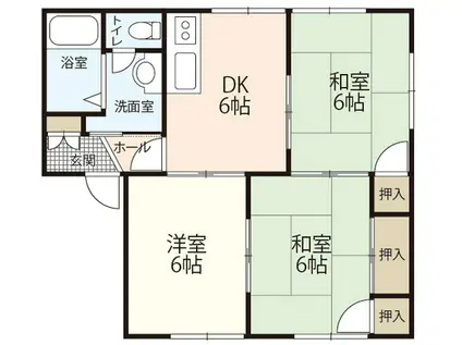 ラルジュ瀬戸A棟(2LDK/2階)の間取り写真