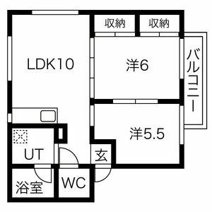 ハマハウス(2LDK/1階)の間取り写真