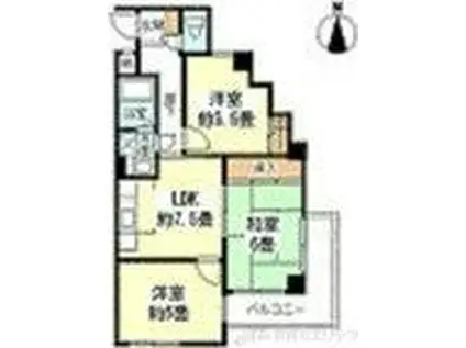 ベルハウス高槻(3DK/1階)の間取り写真