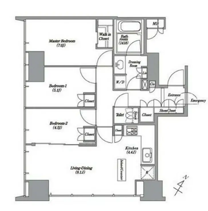 レキシントン・スクエア白金高輪 22階階 間取り