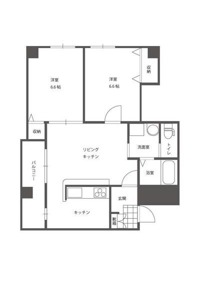 シャインブライト桑田(2DK/1階)の間取り写真