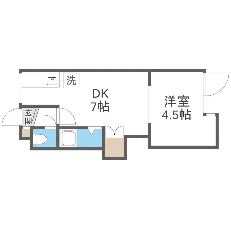 パルコート南郷18(1DK/3階)の間取り写真