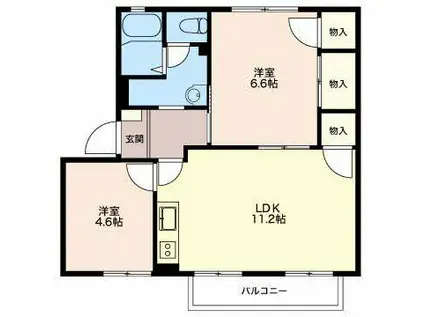 ウインディSUZUKA A(2LDK/1階)の間取り写真