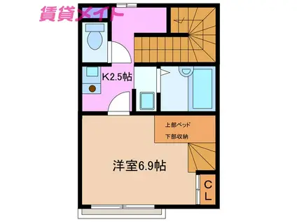 グランノワール(1K/2階)の間取り写真