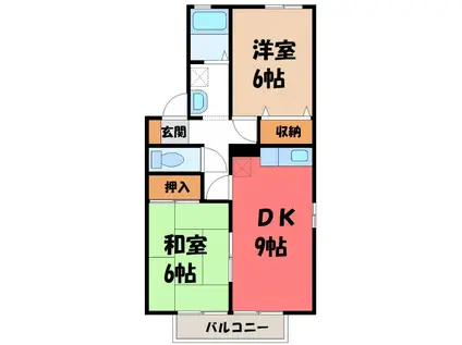 メゾンブランシェB(2DK/2階)の間取り写真