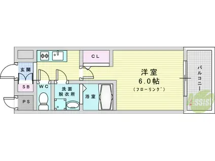 エスリードレジデンス梅田グランゲート(1K/6階)の間取り写真
