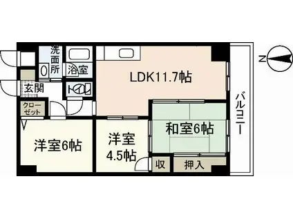 シャルマン財官I(3LDK/4階)の間取り写真