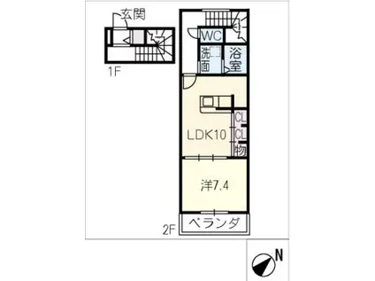 リノア寿(1LDK/2階)の間取り写真
