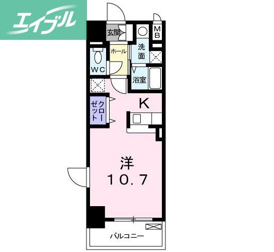 ボナール(1K/9階)の間取り写真