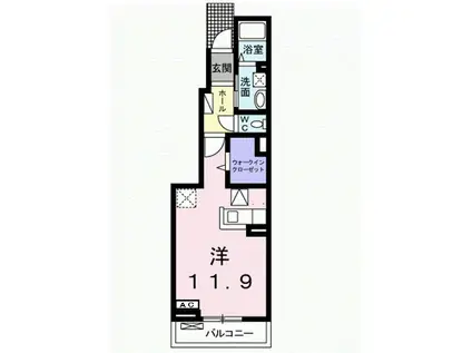 エクシール(1K/1階)の間取り写真