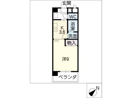 グランドヴィラS(1K/2階)の間取り写真