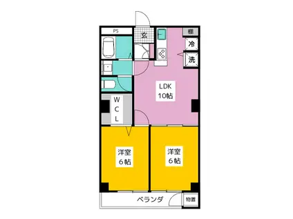 荻窪北マンション(2LDK/2階)の間取り写真