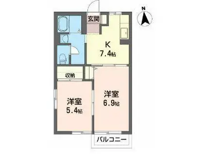 パレス・アザレアD(2K/2階)の間取り写真