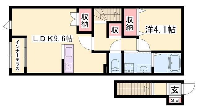 フランドールさくら(1LDK/2階)の間取り写真
