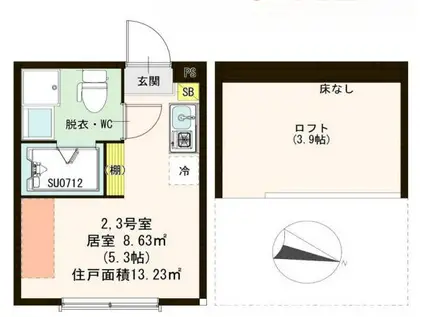 プティ一之江(ワンルーム/2階)の間取り写真