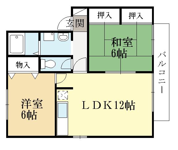 ハイカムール庭井(2LDK/2階)の間取り写真