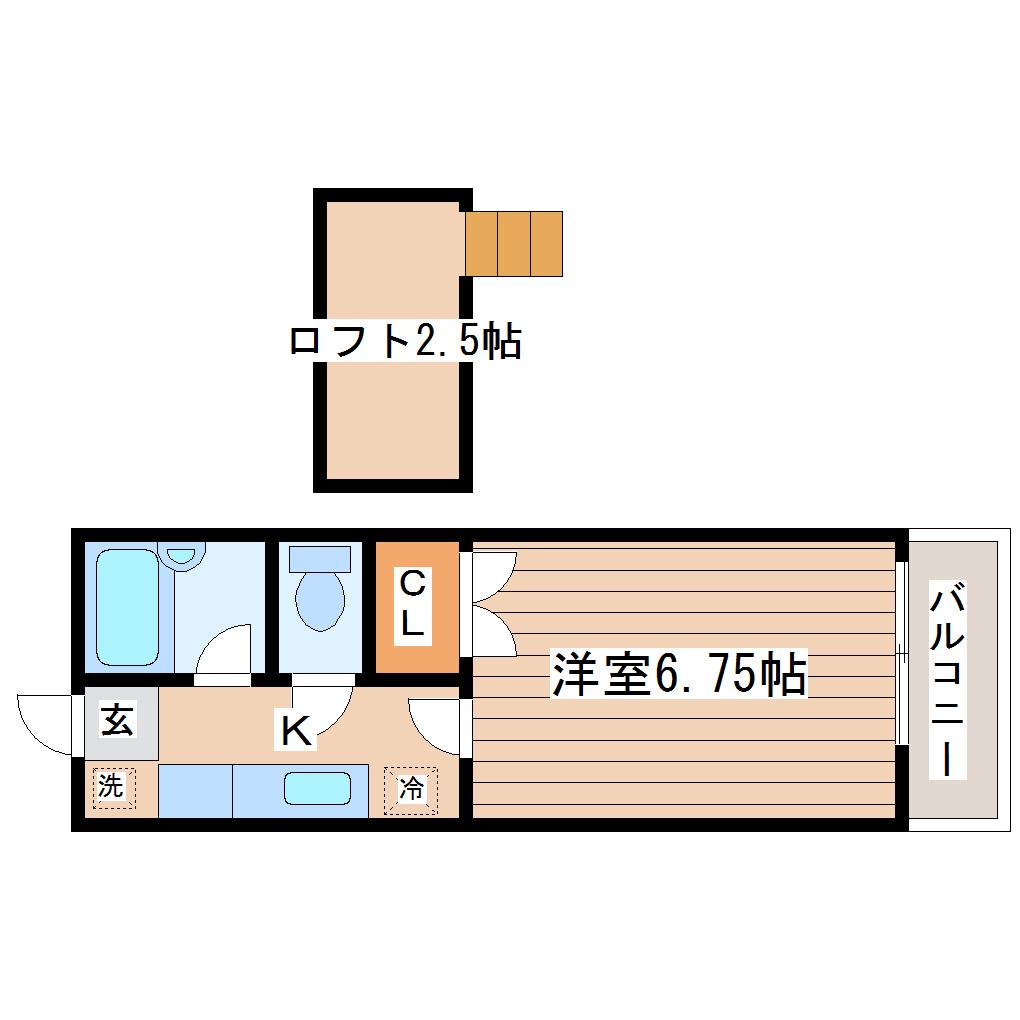 ビクトリースマイル壱番館(1K/2階)の間取り写真