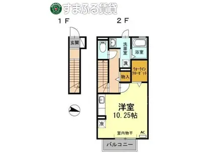 ヴィラ小山 A(ワンルーム/2階)の間取り写真