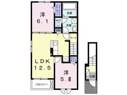 ミイキ II(2LDK/2階)の間取り写真