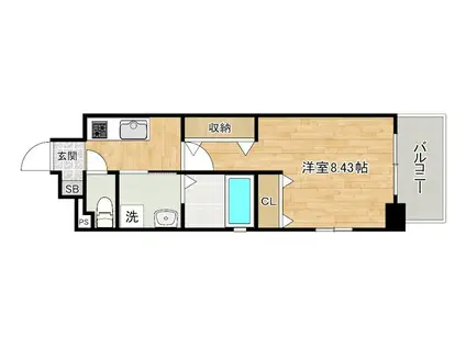 アクシオ北九州III(1K/2階)の間取り写真