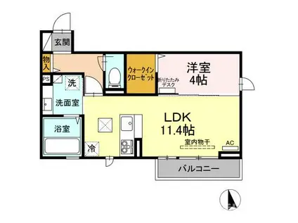 ビアンフェ(1LDK/1階)の間取り写真