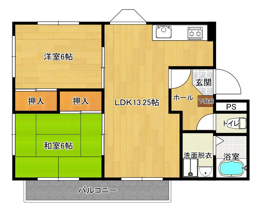 コートさくら(2LDK/1階)の間取り写真