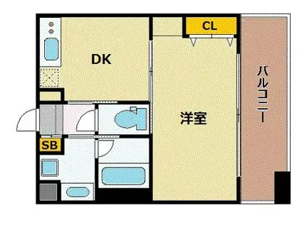 プレジール三ノ宮(1DK/7階)の間取り写真