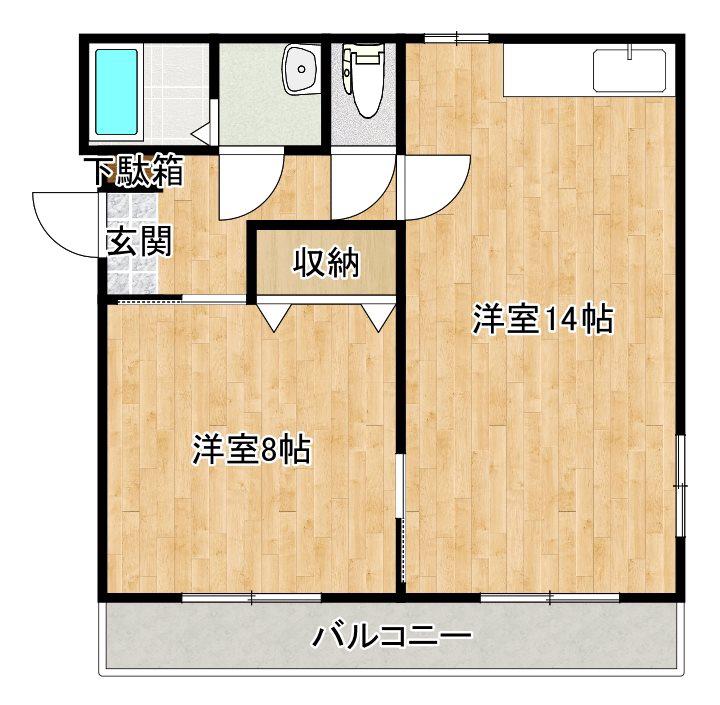 ハイツ久保山(1LDK/2階)の間取り写真