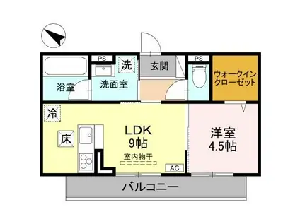 D-ROOM弓町II(1LDK/1階)の間取り写真