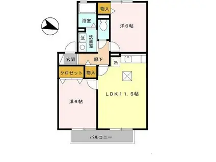 メゾン・モンテリベール I(2LDK/1階)の間取り写真