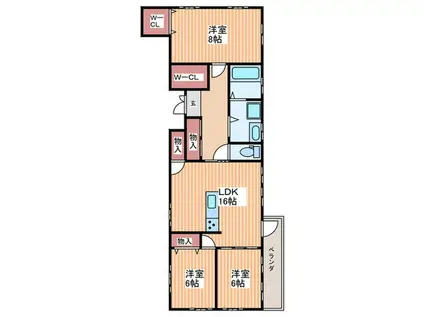 真田ビル(3LDK/2階)の間取り写真