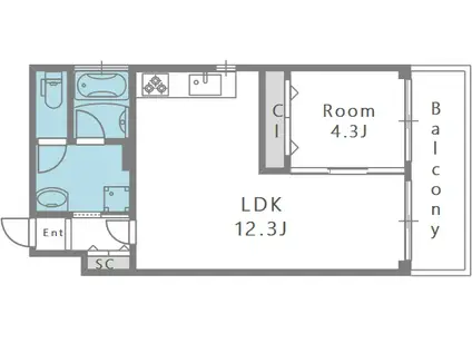 グレイスクラール(1LDK/1階)の間取り写真