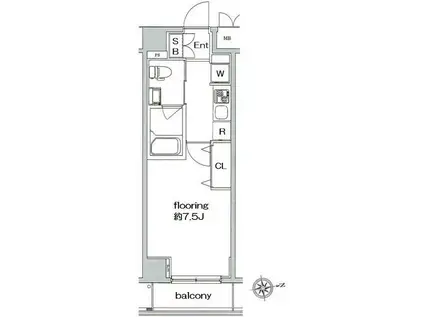 グランヴァン亀戸III(1K/1階)の間取り写真
