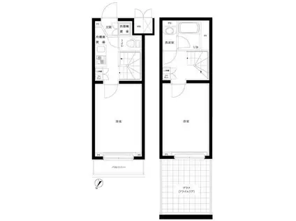 ルーブル中野富士見町伍番館(2K/1階)の間取り写真