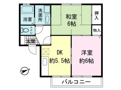 ソフィアK(2DK/2階)の間取り写真