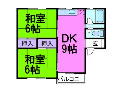 太陽ガーデン110(2DK/1階)の間取り写真