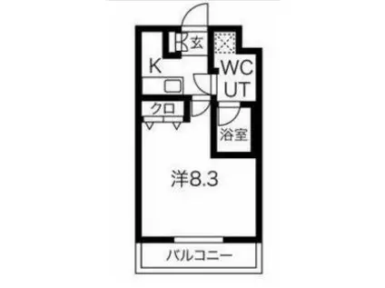 スパシエ エクレクト(1K/3階)の間取り写真