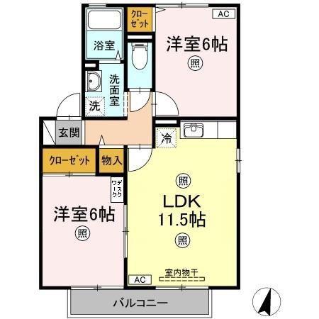 サンコーポ石井 A棟(2LDK/2階)の間取り写真