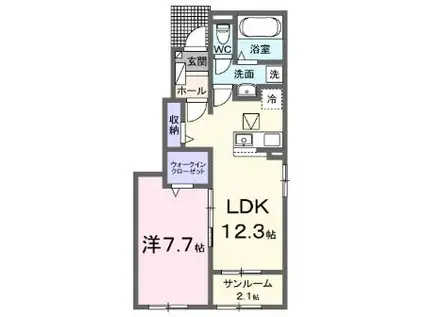 シュペールコートI(1LDK/1階)の間取り写真