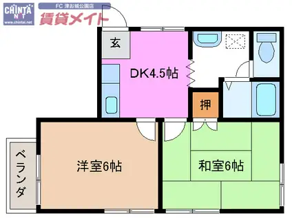 セブンイレブンマンション(2DK/1階)の間取り写真