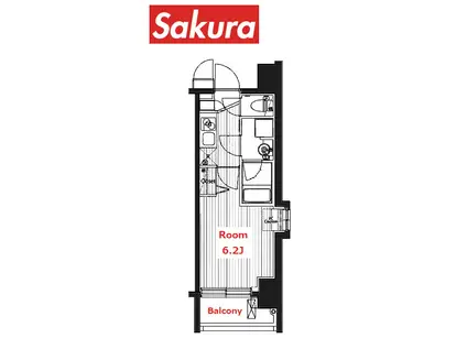 グランド・ガーラ桜木町駅前(1K/2階)の間取り写真
