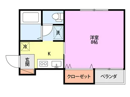ビーチヒルズ(1K/1階)の間取り写真