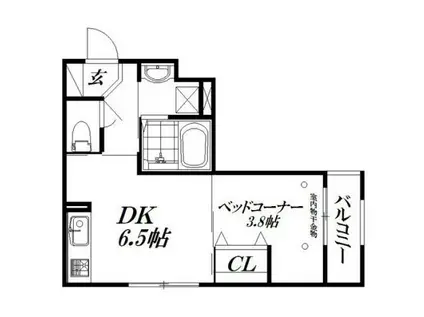 CLAIR(1DK/2階)の間取り写真