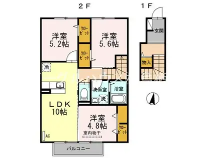 ルージュみやき(3LDK/2階)の間取り写真